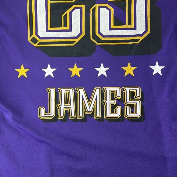 NBA Short Sleeve Shirt Los Angeles LA Lakers 23 Lebron James Purple Mens XL - Picture 14 of 15